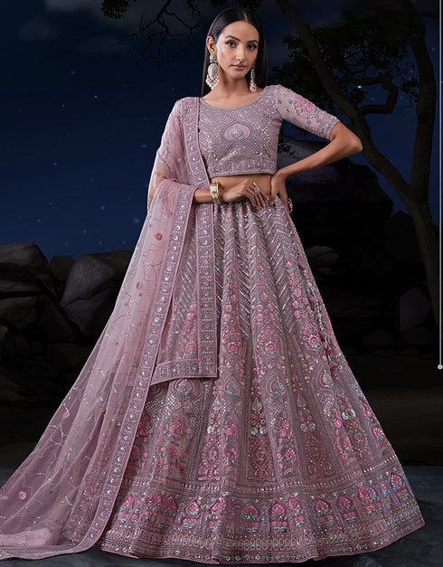 glamorous purple soft net traditional wear heavy lehenga choli collection with purple soft net 13703-acy4352 Front View